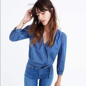 Madewell Denim Wrap Top